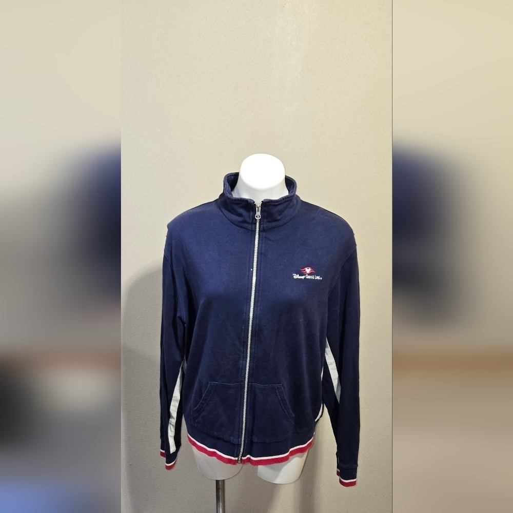 VTG~Disney Cruise Line~Women XXL~Navy French Terry L/S Full Zip Jacket Sweatshir